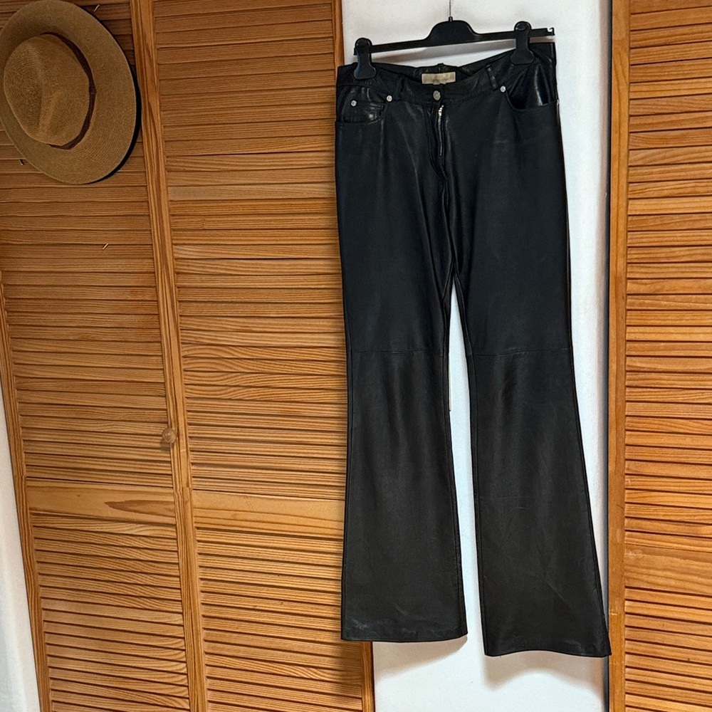Michael Kors Black Leather Boot Cut Pants